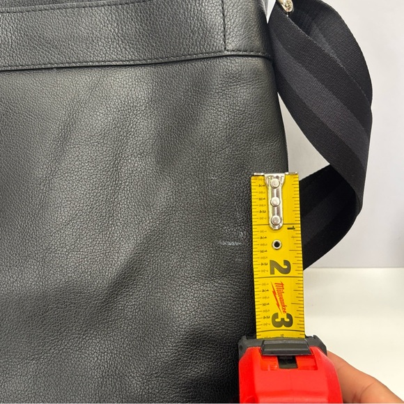 Coach Black Leather Messenger with Striped Webbing Strap - Picture 11 of 16